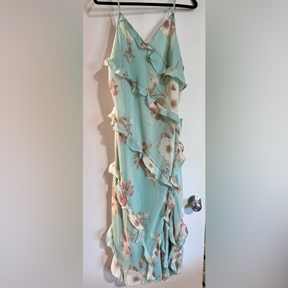 Floral Mint Green Ruffle Dress - Picture 6 of 11